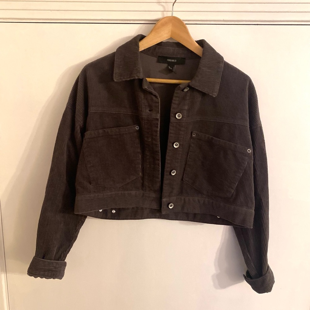 Forever 21 Dark Brown Corduroy Jean Jacket
